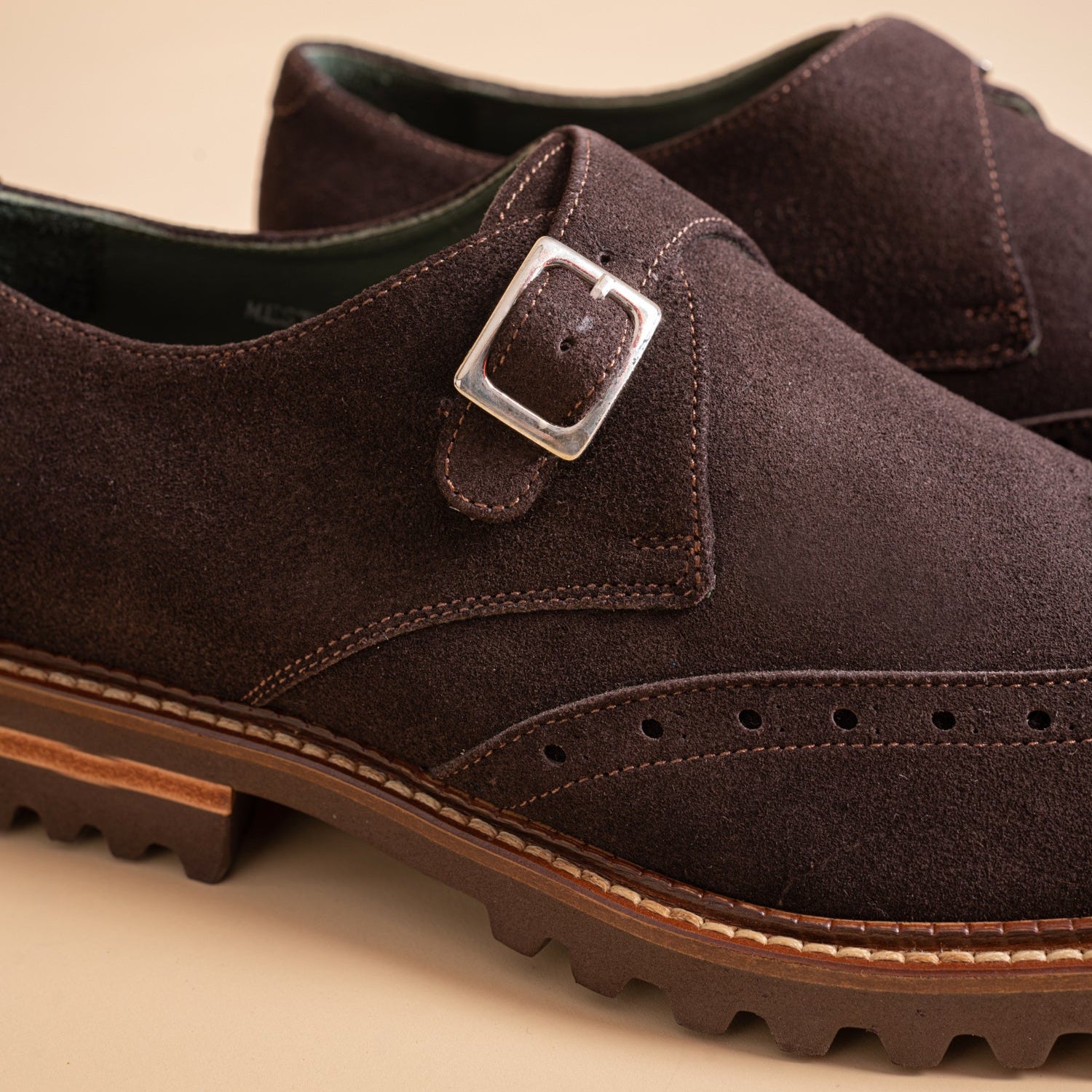 Handcrafted Suede Brown Monkstrap