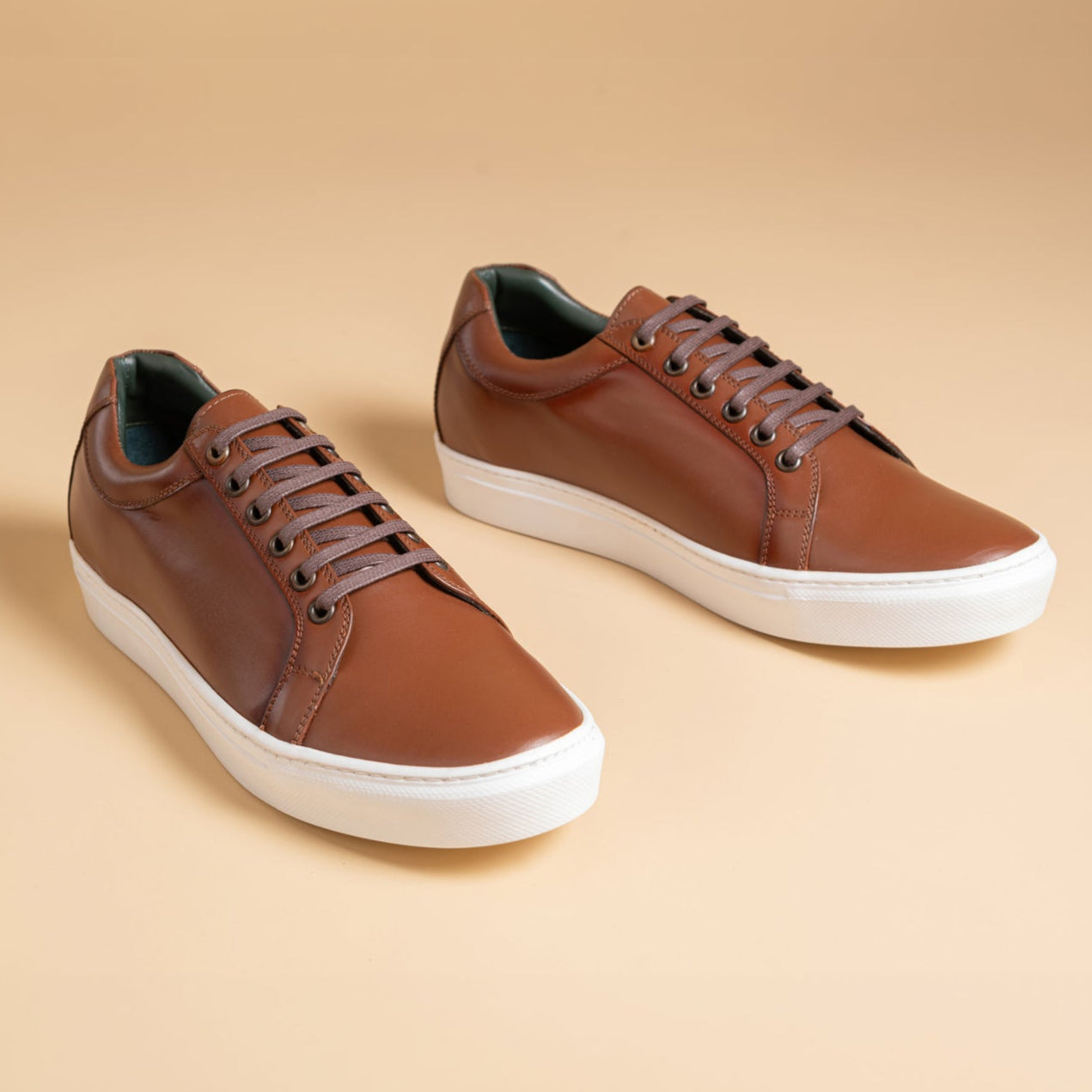 Low top Walnut Leather Sneakers for men